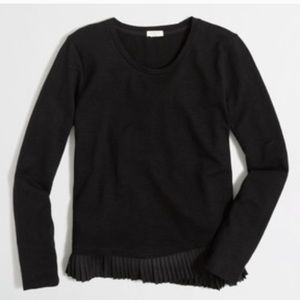 J Crew Factory Black Pleated Ruffle Hem Sweatshirt